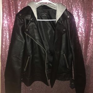 Leather Jacket with Hood